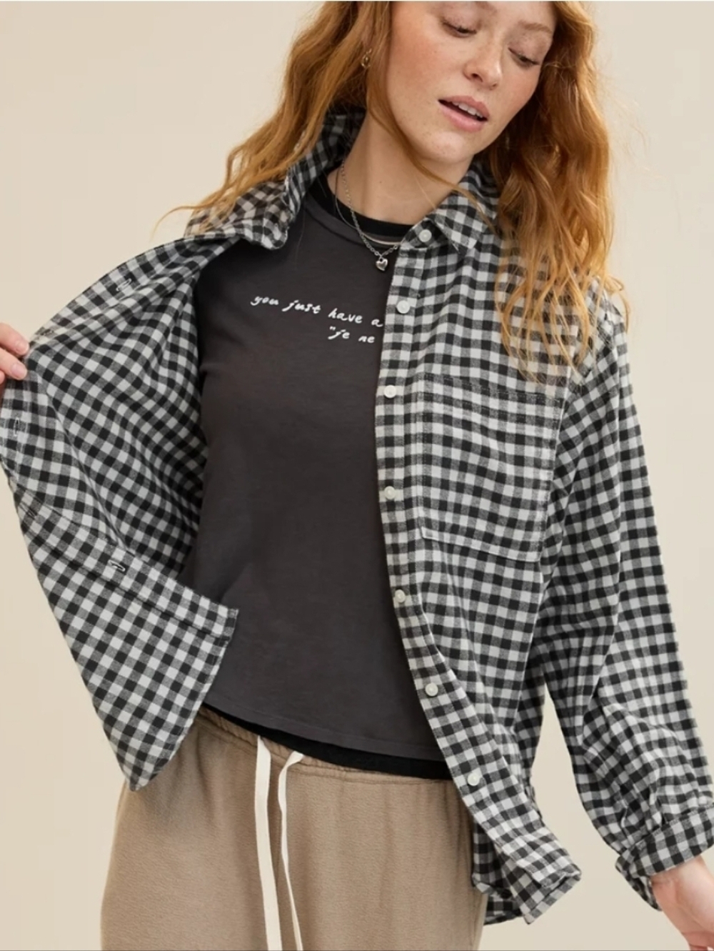 ❤️ NWT! AERIE ANYTIME FAVE OVERSIZED GINGHAM FLANNEL BUTTON DOWN SHIRT / TOP, SM - Picture 4 of 14